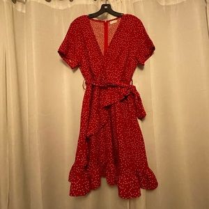 Polka Dot Wrap Tie Dress